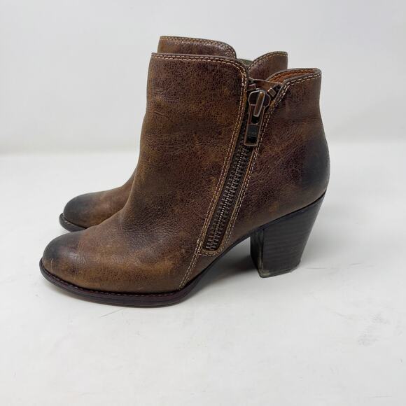 Sofft Womens 6.5 Brown Distressed Side Exposed Zip Ankle Booties Boot Leather - Picture 7 of 12